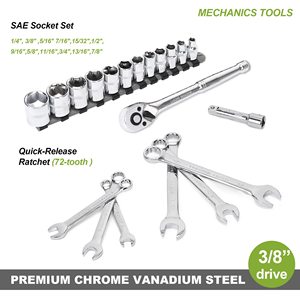 236件家用修理工具套装，机械手动工具套件，带<span class=keywords><strong>12</strong></span>英寸宽口开口储物袋手动工具套装