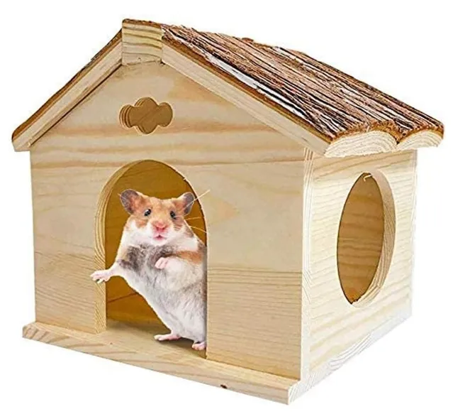 Hamster Maison En Bois Naturel Fabriqué À La Main Petit Animal Cachette Cabane À Mâcher Cage Jouet pour Cochon D'inde Chinchilla Rat Souris Gerbille