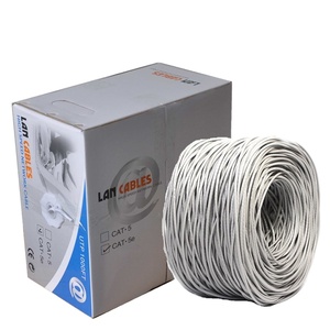裸实心铜BC CU 24AWG 0.51毫米1000英尺<span class=keywords><strong>UTP</strong></span> 5e类电缆闭路电视卷线盒闭路电视引线