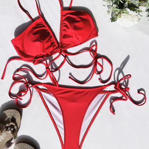 Yy5120 conjuntos de biquíni de alta qualidade, mini biquíni sexy vermelho, 2022