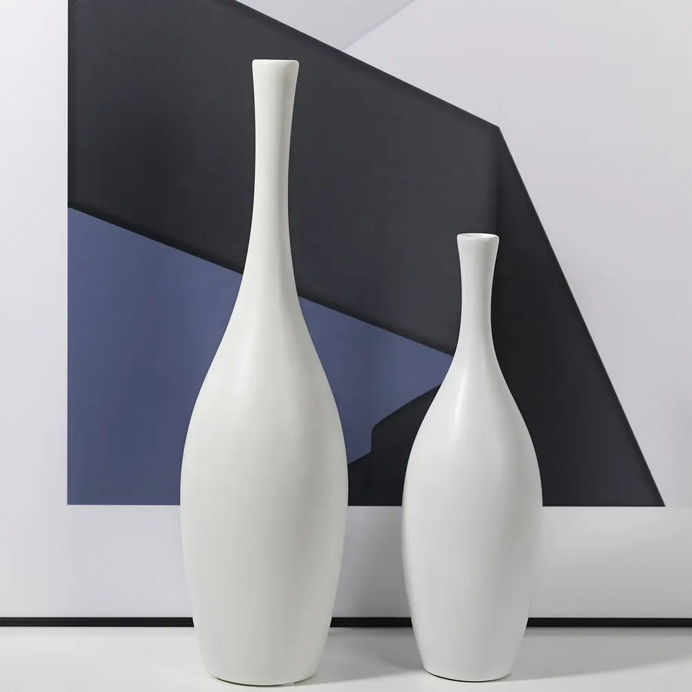 Merlin vaso de porcelana para flores, vaso de cerâmica moderno e branco, fosco, longo, minimalista, fino, escandinavo, vaso de flores