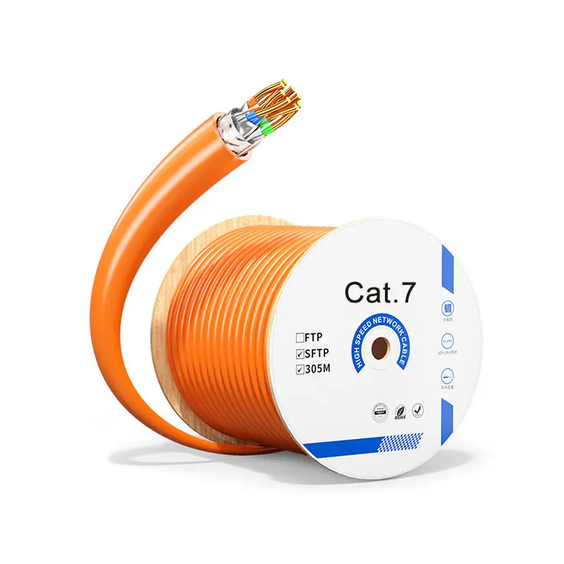 كابل شبكة Cat7 SFTP, كابل شبكة 10 جيجابت في الثانية 1000FT ملفوفة Cat7 SFTP عالية السرعة من النحاس النقي 8core 0.57 Lan إيثرنت الإنترنت Cat 7 كابلات