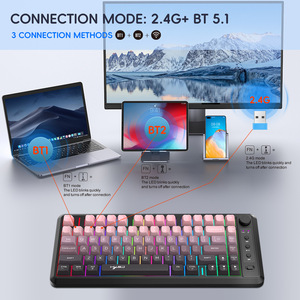 Con Dual Bluetooth 2,4G Teclado inalámbrico 81 Teclas Gradiente recargable Perilla de control de luz colorida Gaming Office Mini Keyboard - Product Image 2