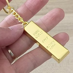 パーソナライズされたイニシャルブランク金メッキバー金塊キーホルダーカスタムロゴ女性男性金棒キーリング金属キーホルダー - Product Image 2