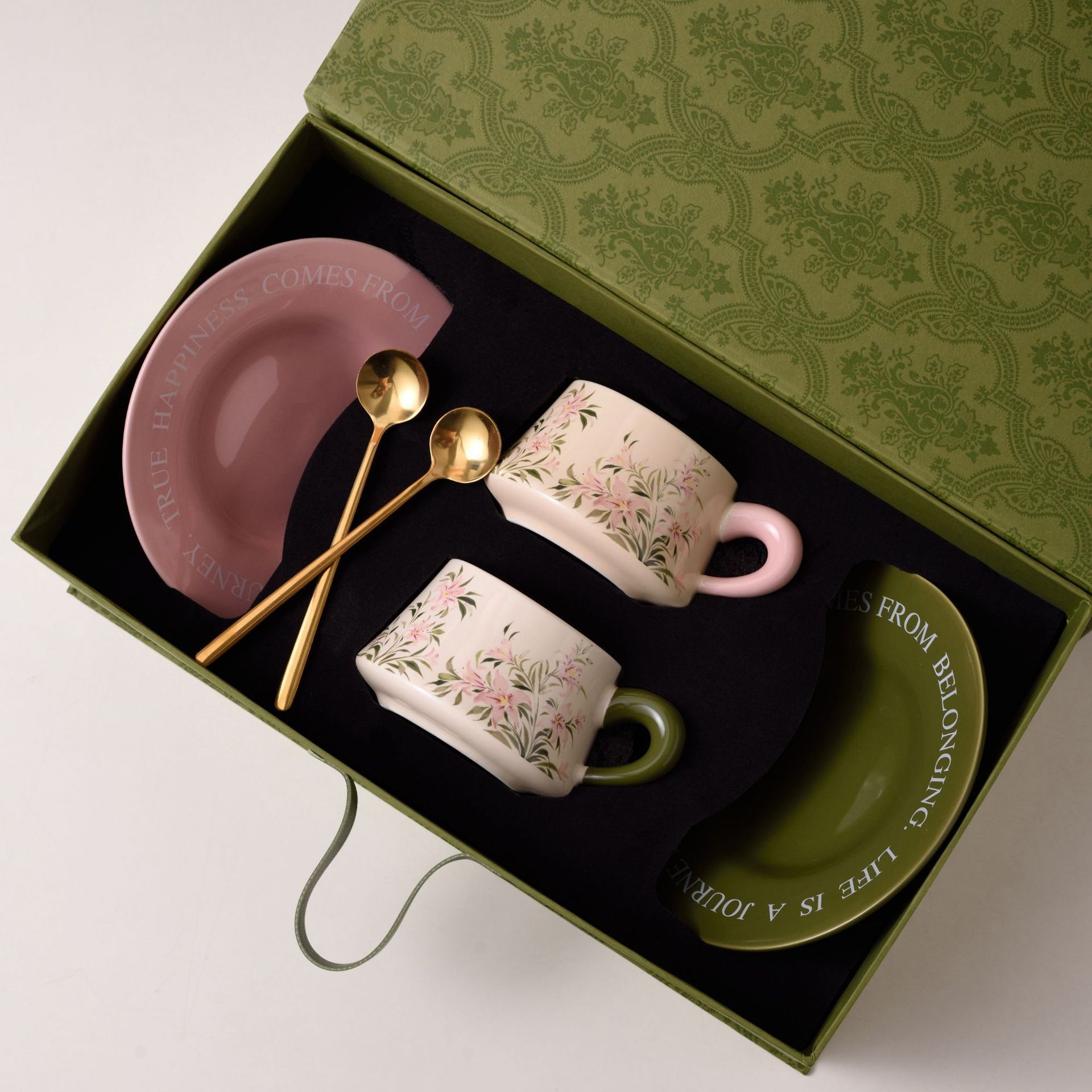 Coffret cadeau coupe lys vert rose
