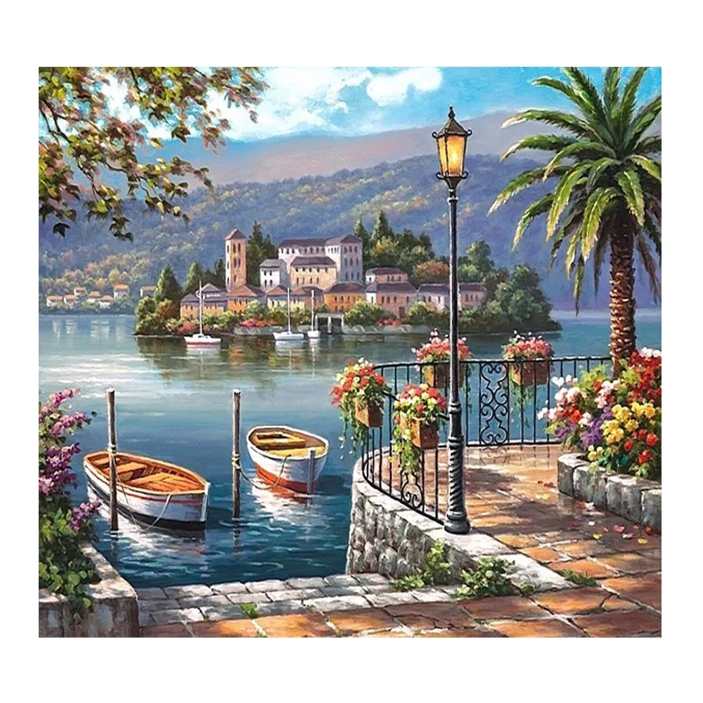 40*50CM Pittura By Numbers Frameless e Incorniciato Chalet Pittura Digitale FAI DA TE Home Decor Immagini dai numeri Su della tela di canapa