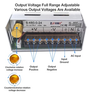 480Wスイッチング電源調整可能電圧0-12V電流制限A、LEDデジタルディスプレイDC出力0-12V 40A HJS-480-0-12 - Product Image 1