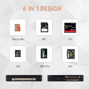 Hepsi tek kart okuyucu USB 2.0 USB kart okuyucu adaptör desteği TF CF SD Mini SD SDHC MMC MS XD hafıza kartı okuyucu 6 In 1 - Product Image 4