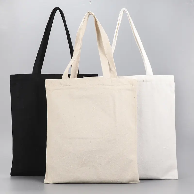 पर्यावरण के अनुकूल लोकप्रिय प्राकृतिक रंग का बड़ा सूती टोट शॉपिंग बैग