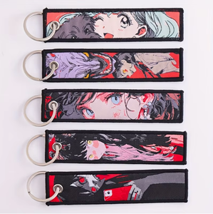 Tùy chỉnh logo Keyring keytags llaveros personalizados Móc Chìa Khóa Vòng <span class=keywords><strong>tag</strong></span> dệt vải Anime máy bay phản lực thẻ thêu Keychain - Product Image 5