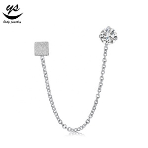 Beautiful Double Earrings in Surgical Steel with <strong>CZ</strong> and Gold Plating <strong>Ear</strong> Studs with Heart and Star Patterns for Wedding Party - Product Image 2