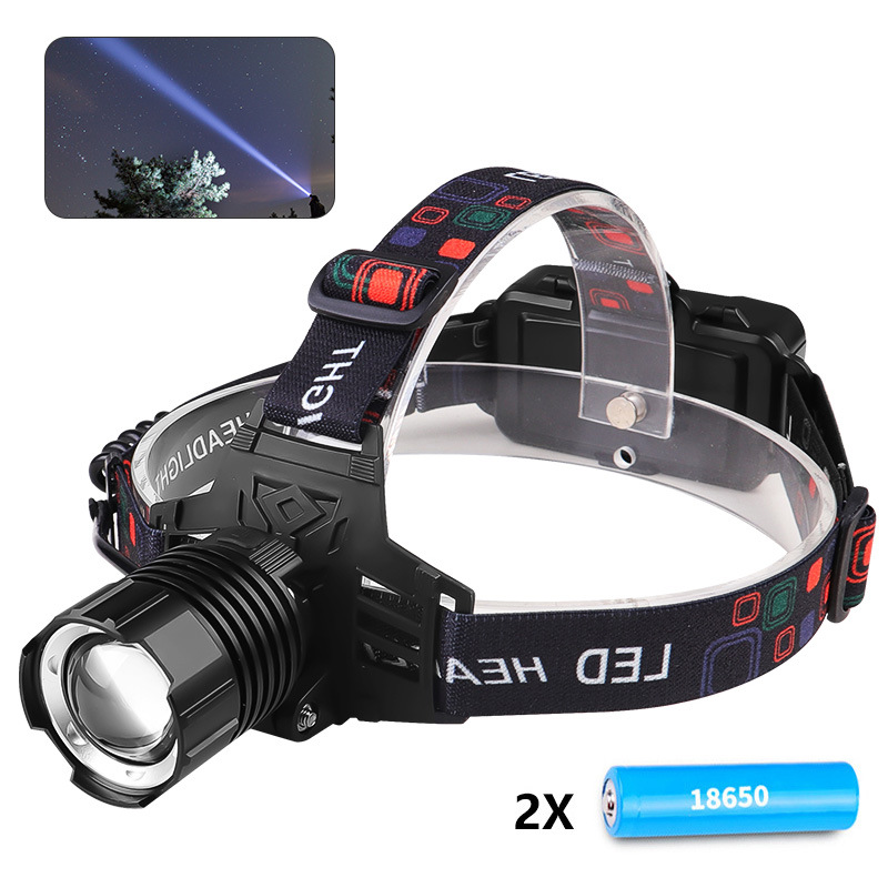 6120 White Laser Headlamp + 2*18650 Batteries + USB Cable