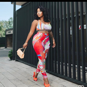 2025 Wholesale Woman Fashion Designer Print <strong>Two</strong> Piece Women's Leggings <strong>Set</strong> With Headband - Product Image 4