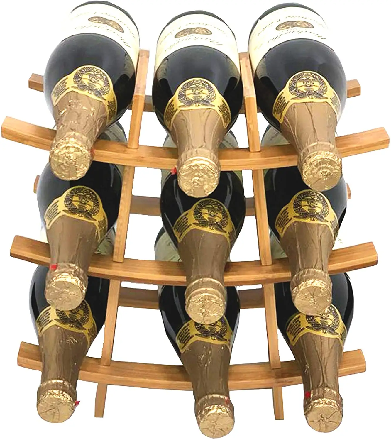 Support pour bouteilles de vin en bambou, 2 pièces, petite Table en bois, support pour vin à 9 bouteilles, vente en gros