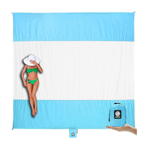 Extra Large Lightweight Durable <strong>Beach</strong> Blanket <strong>Mat</strong> With 6 Stakes <strong>4</strong> Corner Pockets Sand Proof and Quick Drying for Camping - Product Image 1