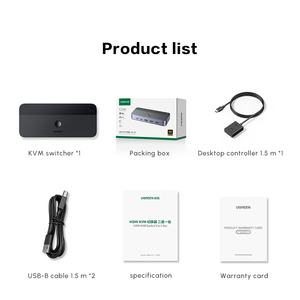UGREEN-Conmutador KVM 2 en 1 con USB 3,0 y salida, conmutador KVM 2 en 1, divisor compatible con 4K60Hz para 2 ordenadores que comparten 1 Monitor, teclado y ratón - Product Image 5
