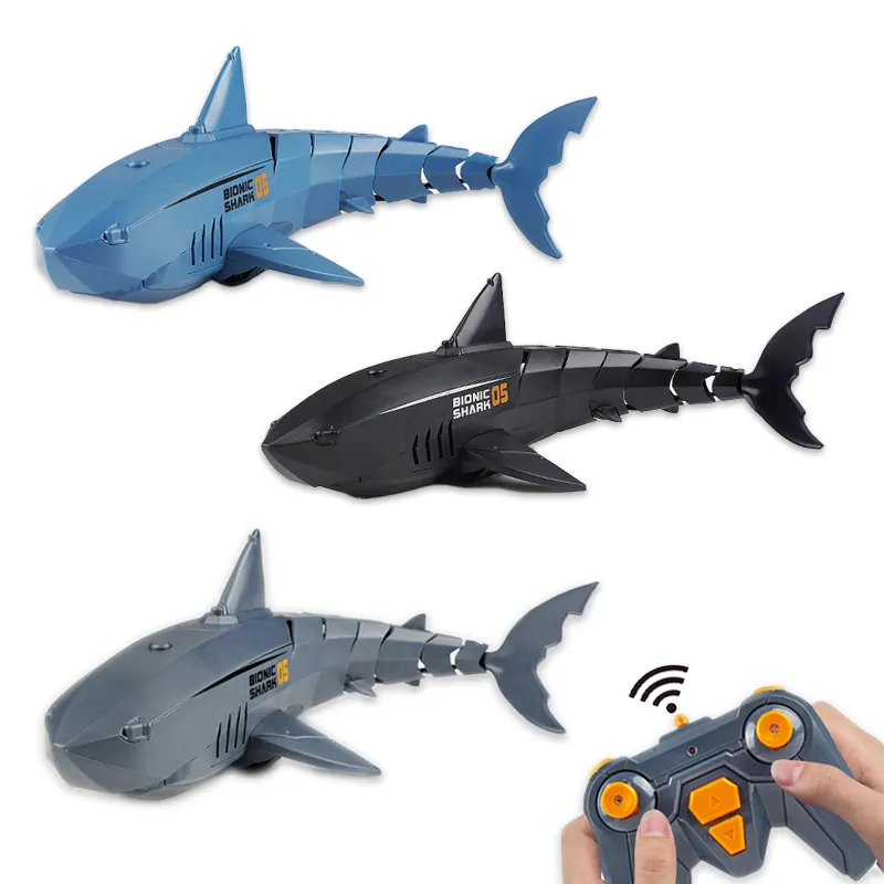 Vente en gros d'autres jouets d'extérieur pour enfants 2.4g jouet radiocommandé bateau étanche simulation natation rechargeable RC requin