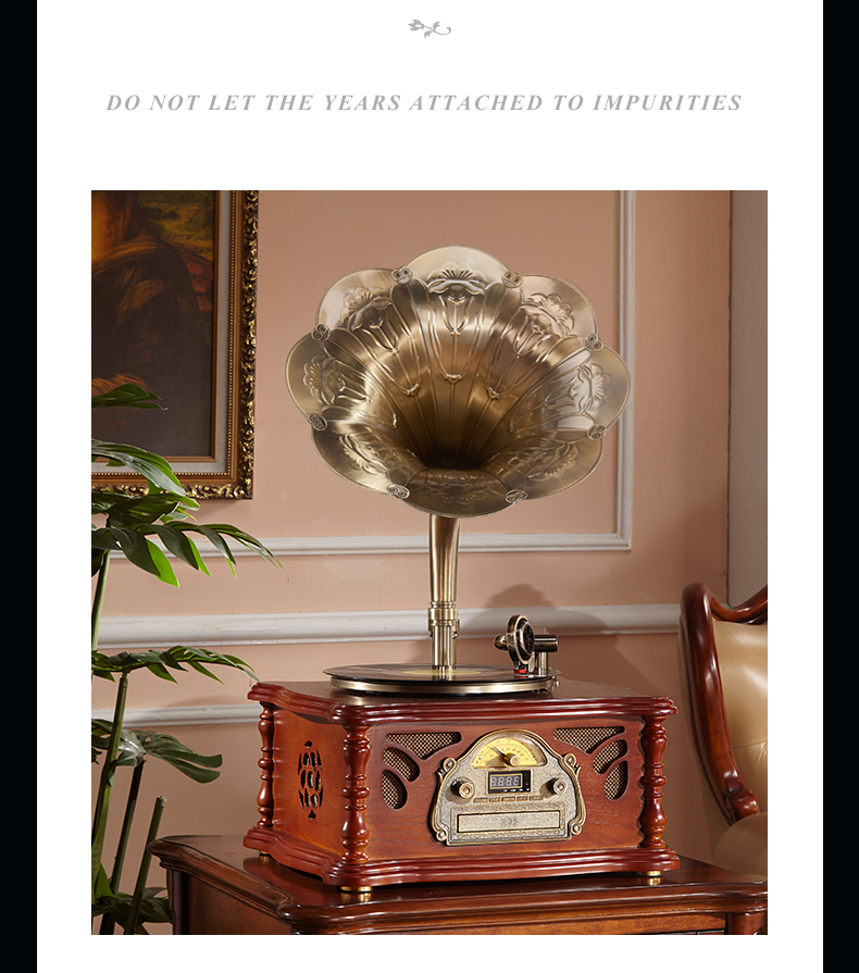 Best Quality wooden Retro Gramophone Multifunctional player phonograph for home audio