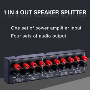Passive <strong>1</strong>-IN-<strong>4</strong>-OUT Amplifier/Speaker <strong>Splitter</strong> Box Audio Switcher Distributor for Organizing Multiple Speakers in Bags