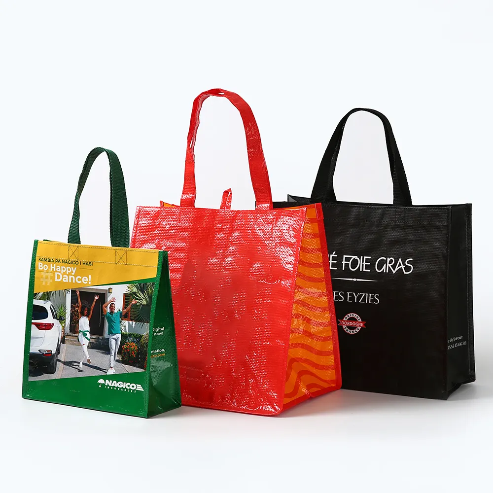 カスタムPP織りショッピングバッグ折りたたみ式防水織りスーパーマーケットギフトバッグ小型PP織りバッグ