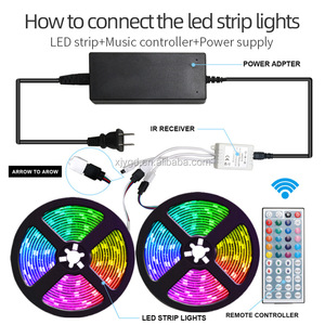 5050 RGB Светодиодная лента 30led/m гибкая светодиодная лента 5 м 10 м 12 В Светодиодная лента + адаптер питания + ИК-пульт дистанционного управления 44Key - Product Image 5