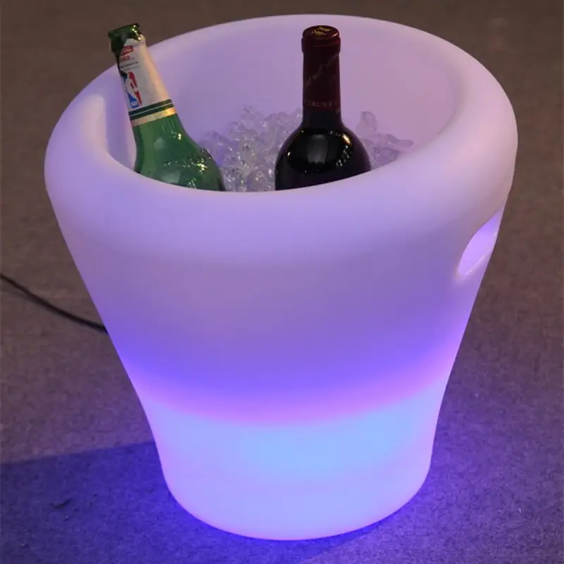 Vaso de vinho de plástico do balde do gelo do diodo emissor de luz com bateria recarregável