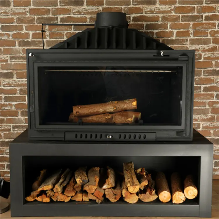 Lareira queima de madeira interior, quente popular madeira queima fogo suspenso queima de madeira lareira-fogões