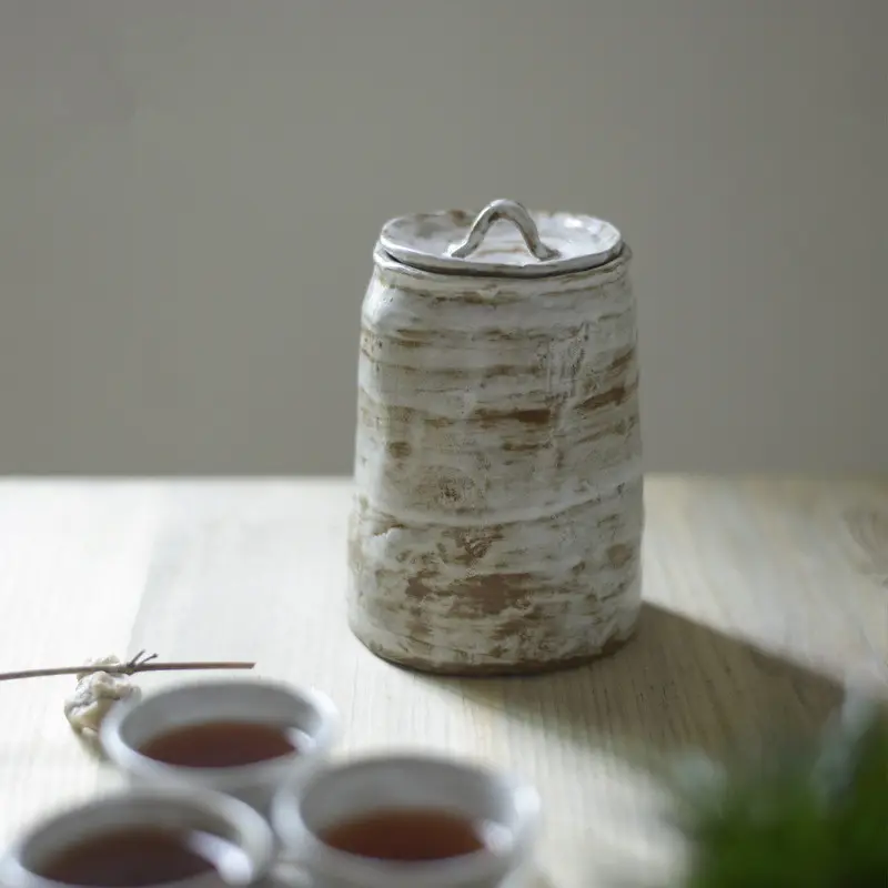 MSHオールドスタイル手作りセラミック錫粗陶器コーヒー豆缶