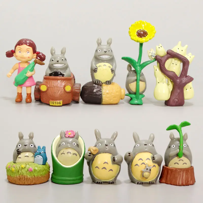 Encantadores dibujos animados Anime Totoro figuras de acción 3D PVC niños Juguetes Coche accesorios figuras de acción venta al por mayor colgante decoración del hogar
