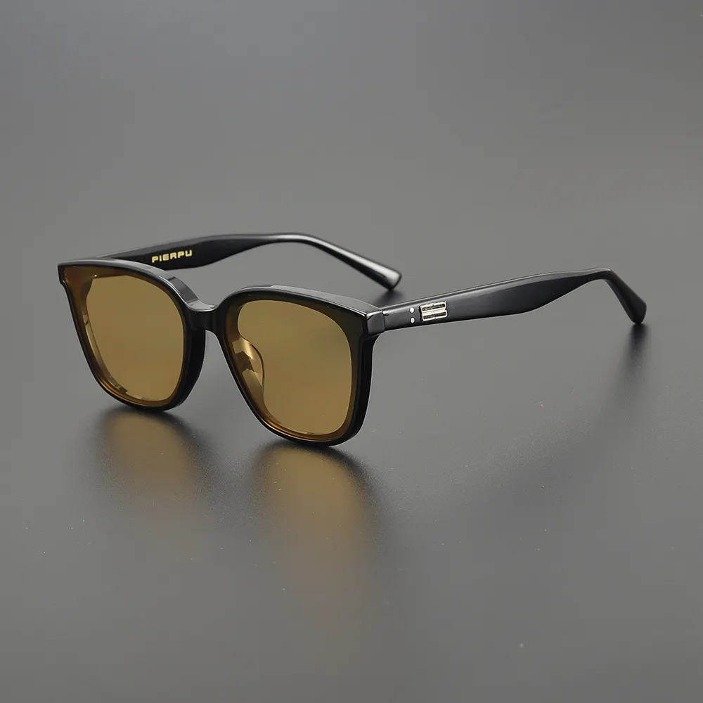نظارات شمسية رجالية عالية الجودة بإطار كبير من مادة الأسيتات فاخرة تحتوي على عدسات مستقطبة وحماية من الأشعة فوق البنفسجية بنسبة 100% من الأشعة فوق البنفسجية/أشعة فوق البنفسجية