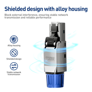 Shielded 40gbps truyền dẫn tốc độ cao RJ45 kết nối vàng-mạ 2000MHz phích cắm 50u Ethernet kết nối cho 22AWG Cáp - Product Image 2