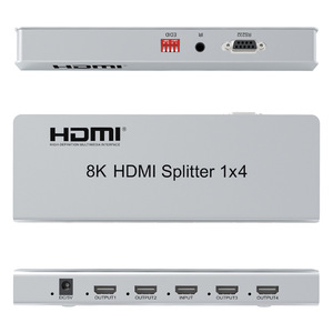 8K HDMI Splitter 1x4 7680X4320/60Hz 1 Entrada 4 Salidas Resolución 8K con función IR Pantalla Perfectamente