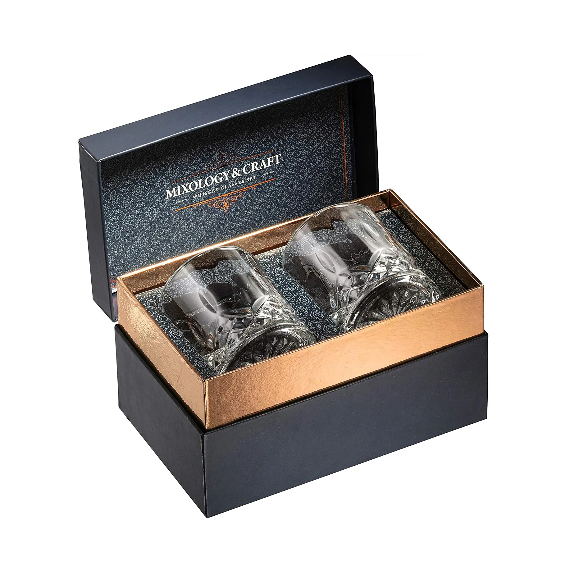 Confezione regalo con Set di bicchieri da whisky vuoti con Logo personalizzato con inserto scatola di imballaggio in cartone rigido scatola di carta da vino per bicchierini
