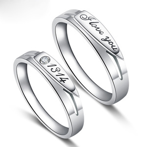 Nhẫn Bạc Tình Yêu Điều Chỉnh Cho Nam Nữ Cặp Đôi Trang Sức Đính Hôn R002 - Product Image 6