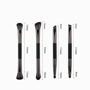 2025 nóng đa chức năng bàn chải Bộ trang điểm 4 màu đen du lịch xách tay hai đầu bàn chải trang điểm mắt + hộp gương - Product Image 3