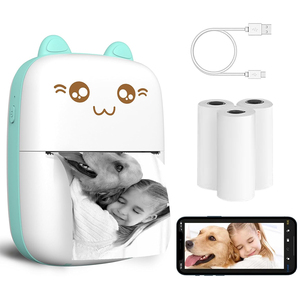 ミニプリンターポータブルインクレスステッカープリンター、3ロールペーパーBluetoothワイヤレスミニサーマルプリンター互換iOS/Android - Product Image 1
