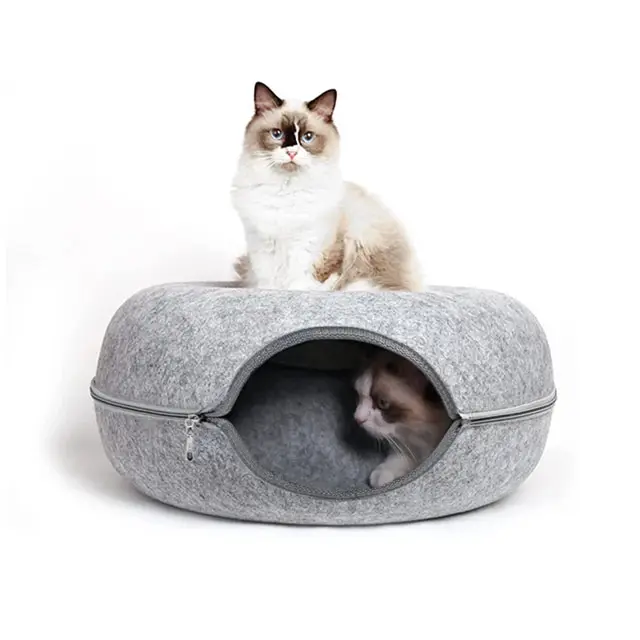 peekaboo cat cave tunnel cat bed A donut felt cat's nest for toys
