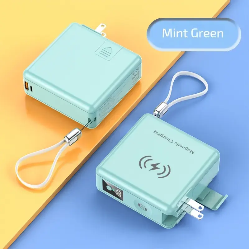 Producto de tendencia Pd 22,5 W Smart Powerbanks Cargadores de respaldo para teléfonos celulares pequeños y livianos Banco de energía Wifi magnético portátil