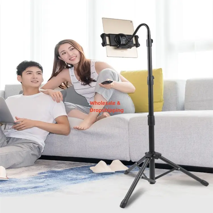 Aluminum Cellphone Tablet Floor Stand Adjustable Lazy Bracket Universal 360-degree Rotatable Tablet Holder for iPad Stand