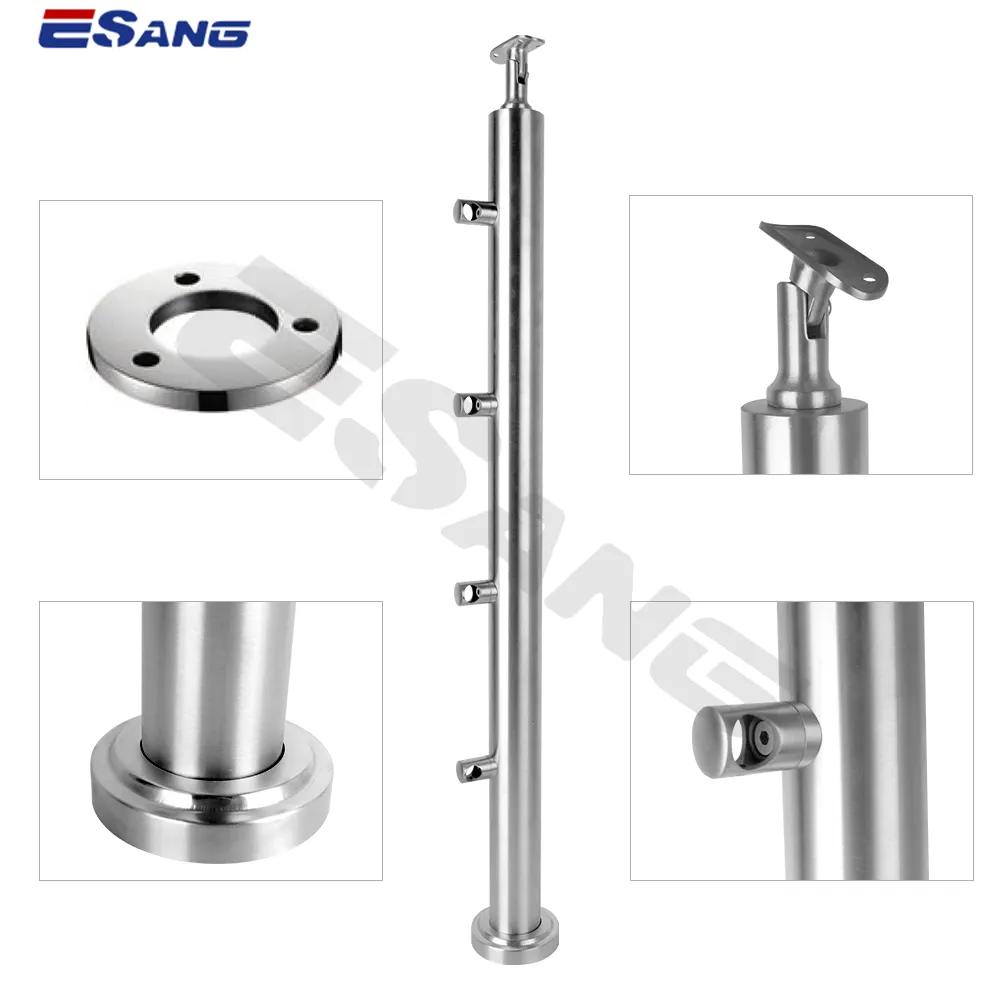 ESANG Simple Interior Deck Vertical Wire Rope Handrail 304 316 Stainless Steel Diy System Cable Railing Post