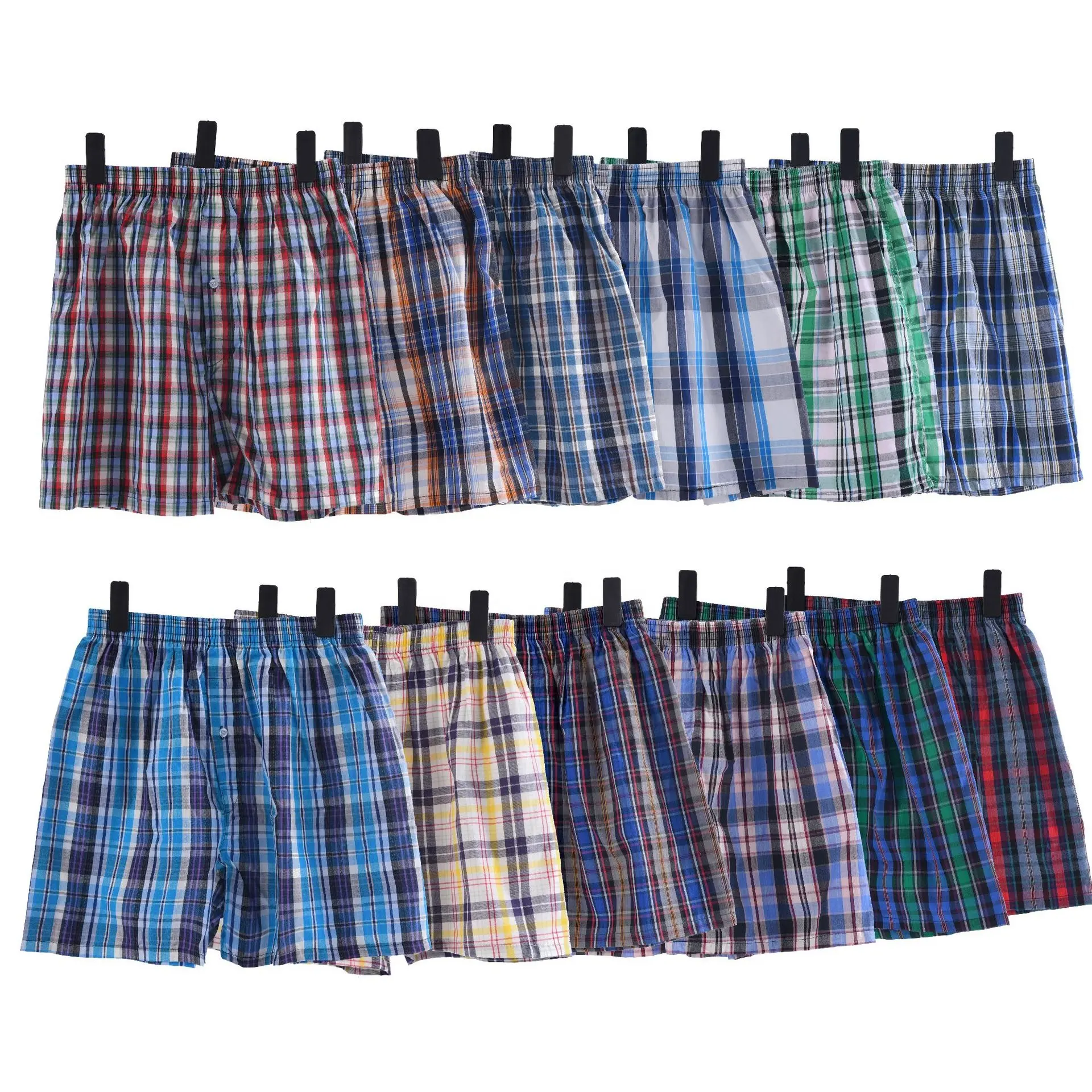 Wholesale In Stock Quality Men's Underwear Cotton Plaid Boxer Briefs Big Size Pajamas Home Wear Shorts