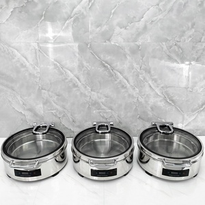 Cam <span class=keywords><strong>KMart</strong></span> elektrikli büfe ve düğün 4L/5L/8L kapasiteli seçenekleri ile Modern yuvarlak paslanmaz çelik reşo çanak