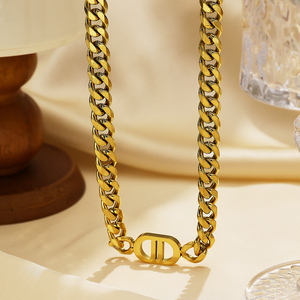 Internet Celebrity Hip-hop Trendsetter Stainless Steel Not Fading Cuban <strong>Chain</strong> Personality Versatile Collarbone <strong>Chain</strong> Neck <strong>Chain</strong>