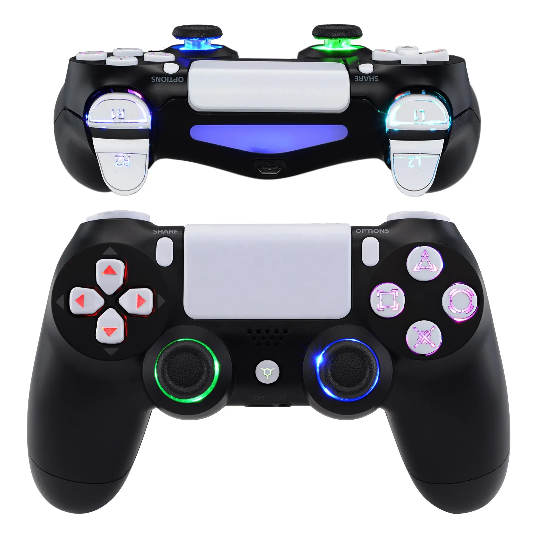 eXtremeRate Game Accessories Illuminated Dpad Thumbstick Trigger Home Face Button Joystick Flash Light Led Kit For PS4 Slim Pro