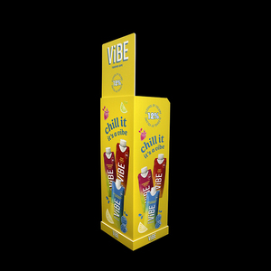 Benutzer definierte Pappe Einzelhandel Getränke Snacks Boden Display Stand Custom ized Saft Wein Wasser flasche Getränk Display Rack