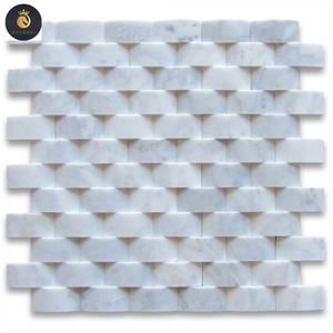 Carrara đá cẩm thạch trắng 3D cambered 2x2 cong cong Gạch Mosaic Mài - Product Image 3