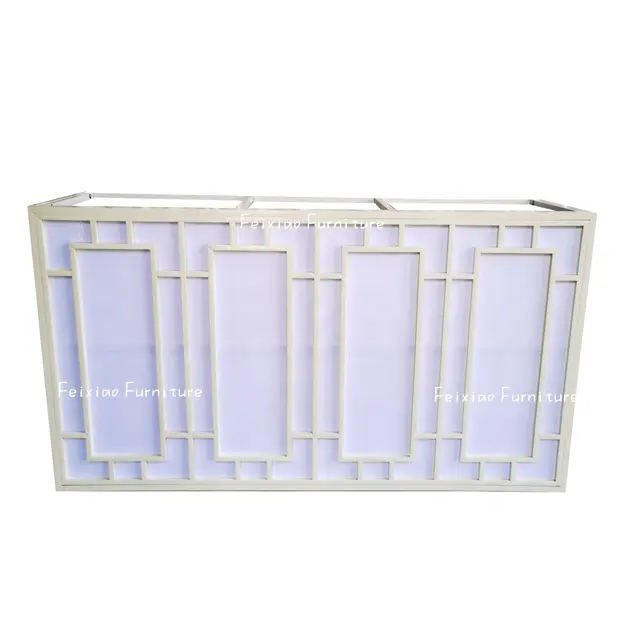 High quality elegant rectangular glass top white stainless steel wedding bar counter tables for party and event