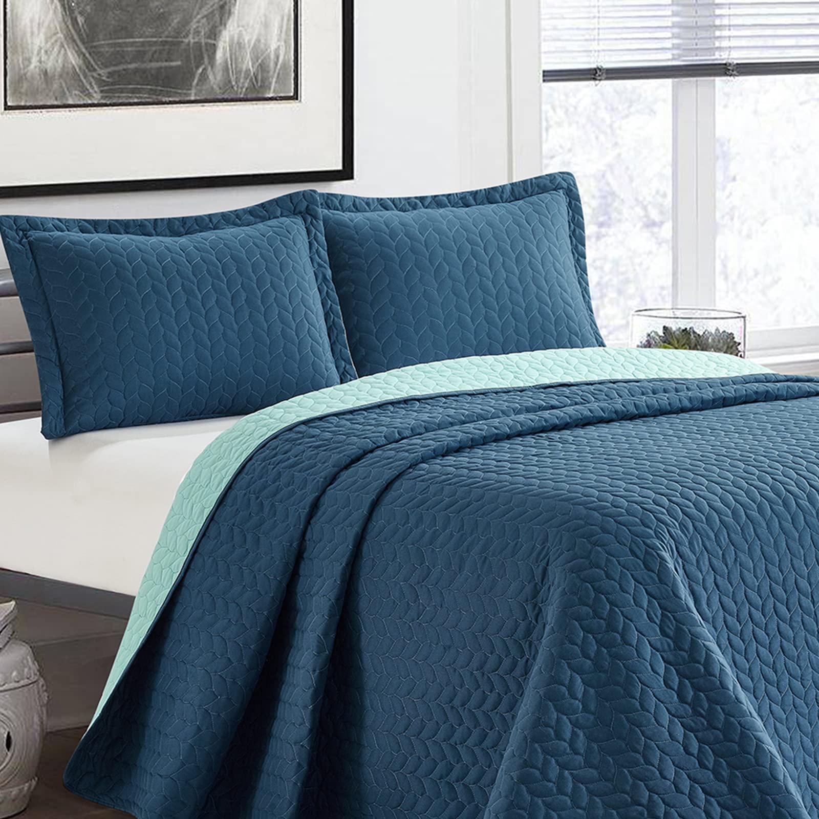 Feuille-Turquoise & Bleu Aqua