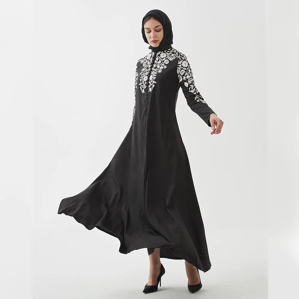 2024 Lantejoula embelezada abaya com motivos culturais estilo poli para senhoras