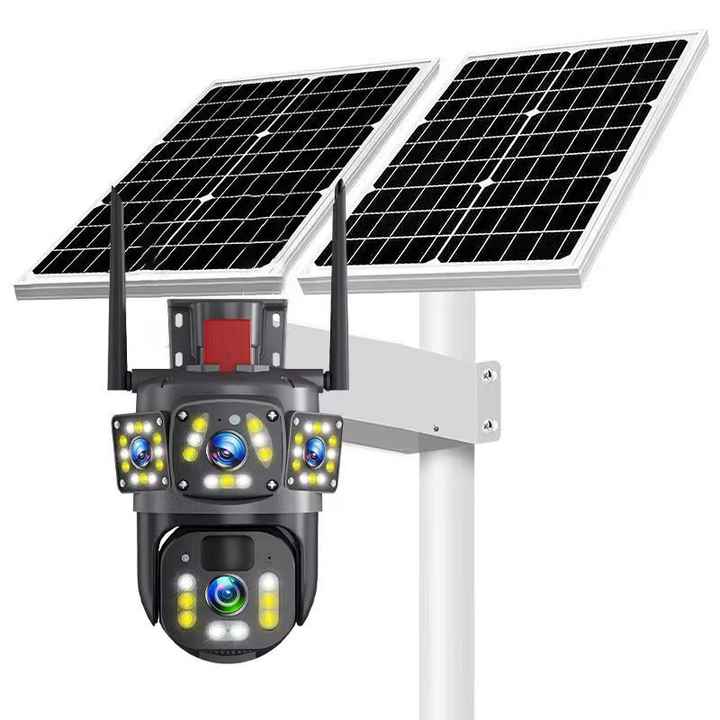 Solar Camera 4G V360PRO Three Eyes and Two Pictures Outdoor Solar Closed Circuit  Camera 1080P  Card